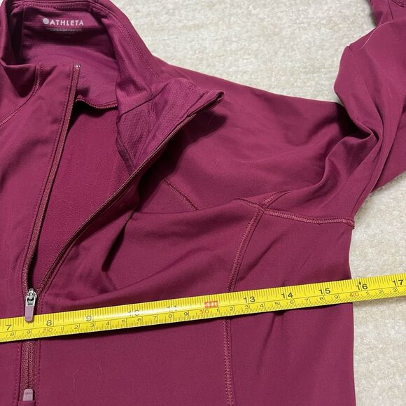 ATHLETA Tech Workout Jacket 1/2 Zip Pullover Berry Size Extra Small - Picture 8 of 9